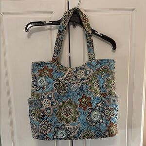 Vera Bradley Blue and Green Floral Tote Bag
